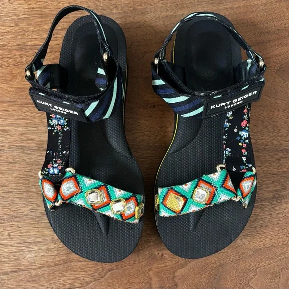 Kurt Geiger Black Platform Olivia Sandals Women Size 8 - Picture 3 of 13